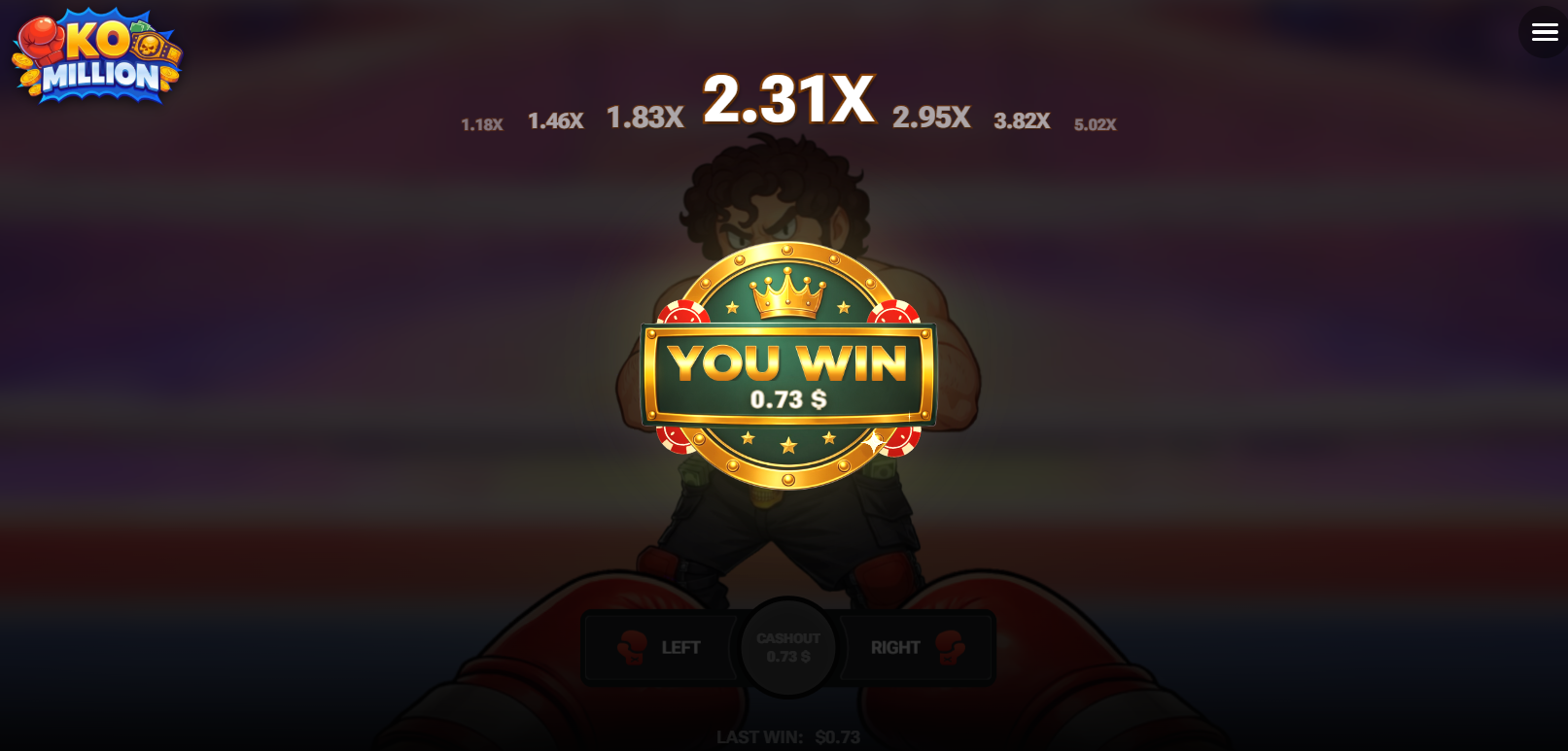 KO Million οθόνη You Win στην εφαρμογή μετά το Cashout, μπόνους με πραγματικά χρήματα χωρίς απάτη