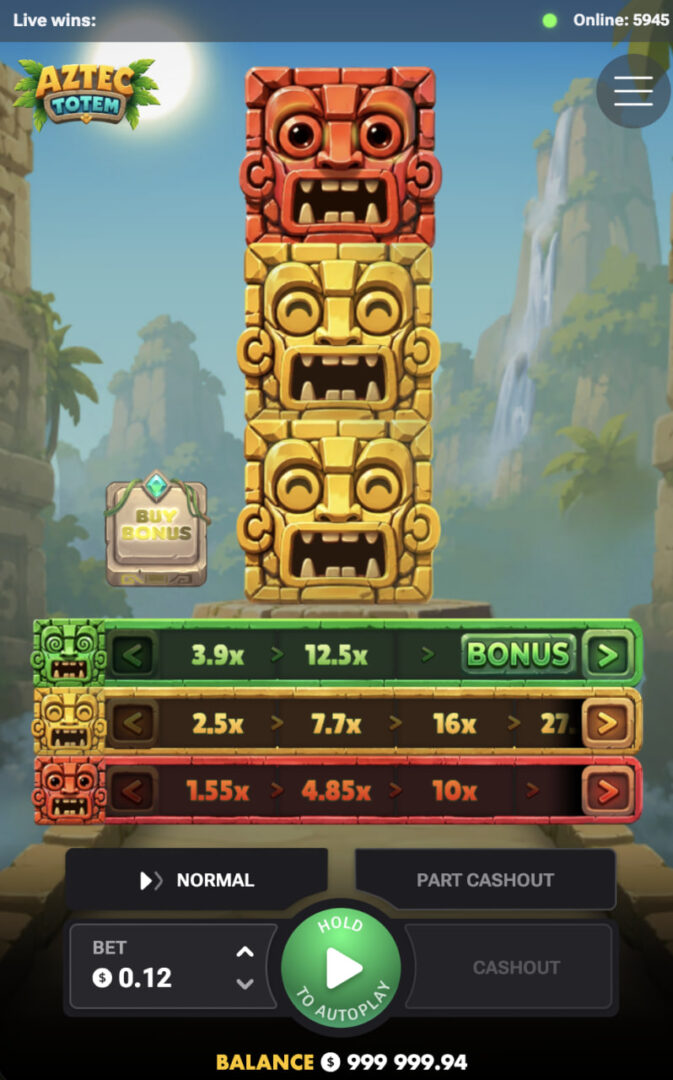 Aztec Totem τυχερό παιχνίδι σε κινητό με δωρεάν Cashout, εγγραφή και κωδικός προσφοράς στην κάθετη οθόνη